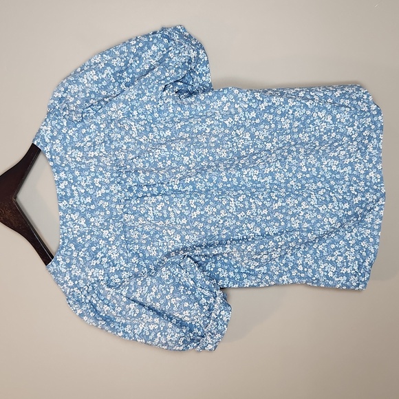 Draper James Blue Ditsy Floral Cotton‎ Blouse Size Small - Picture 3 of 10